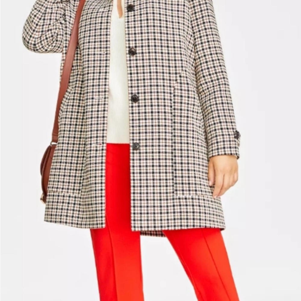 On 34th Women's NWT Car Coat XL Black/Brown Houndstooth